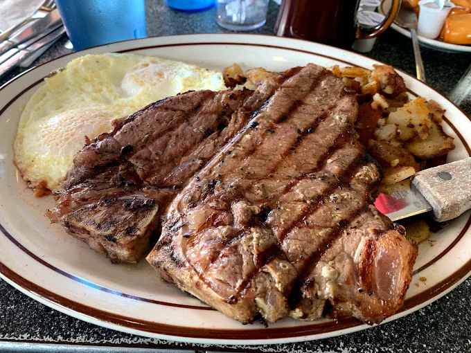 T-Bone steak and eggs